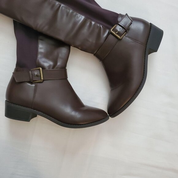 Rampage Women's Ram-Ivey Tall Riding Faux Leather Boots Dark Brown Size 6.5M - Picture 7 of 9